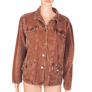 Sag Harbor Corduroy Jacket Cool Hipster Sporty Button Down Multiple Pockets SZ L